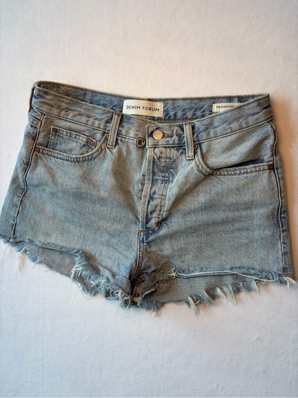 Denim Forum Light Blue High-Rise Cutoff Jean Shorts